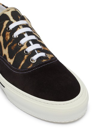 Detail View - Click To Enlarge - BURBERRY - 'Wilson' suede panel leopard print canvas skate sneakers