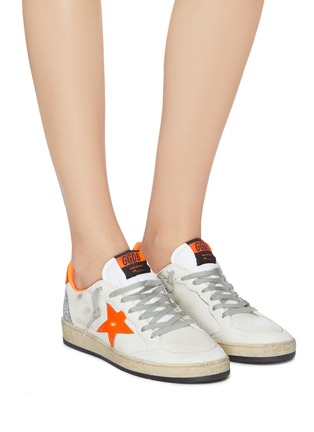 Figure View - Click To Enlarge - GOLDEN GOOSE - 'Ball Star' glitter counter leather sneakers