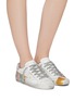 Figure View - Click To Enlarge - GOLDEN GOOSE - 'Superstar' painted flower glitter panel leather sneakers