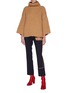 Figure View - Click To Enlarge - TUINCH - Colourblock bell sleeve rib knit turtleneck cashmere sweater