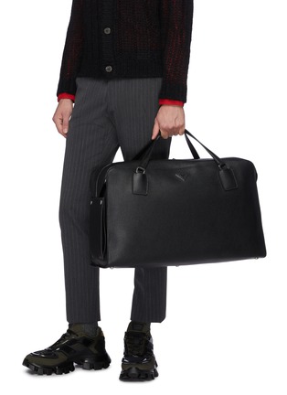 Figure View - Click To Enlarge - PRADA - Full leather Weekender bag