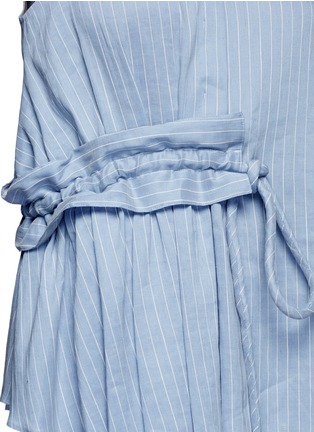 Detail View - Click To Enlarge - VICTORIA, VICTORIA BECKHAM - Gathered drawstring pinstripe sleeveless shirt