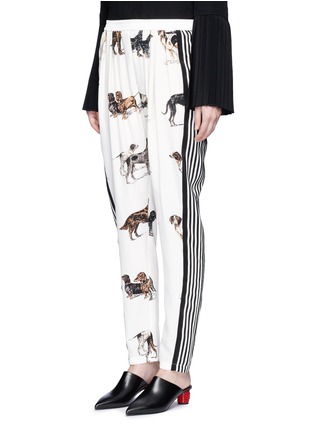 Front View - Click To Enlarge - STELLA MCCARTNEY - 'Christine' stripe dog print silk pants