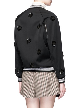 Back View - Click To Enlarge - 3.1 PHILLIP LIM - Floral patch silk front bomber jacket