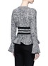 Back View - Click To Enlarge - ALEXANDER MCQUEEN - Mixed cable knit wool blend peplum cardigan