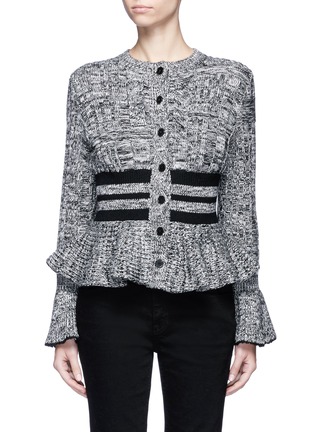 Main View - Click To Enlarge - ALEXANDER MCQUEEN - Mixed cable knit wool blend peplum cardigan