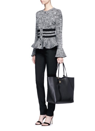 Figure View - Click To Enlarge - ALEXANDER MCQUEEN - Mixed cable knit wool blend peplum cardigan