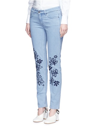 Front View - Click To Enlarge - VICTORIA, VICTORIA BECKHAM - 'Alt' floral embroidered washed straight leg jeans
