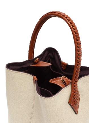 Detail View - Click To Enlarge - MÉTIER - 'Perriand' leather handle linen mini tote