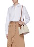 Front View - Click To Enlarge - MÉTIER - 'Perriand' leather handle linen mini tote