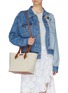 Front View - Click To Enlarge - MÉTIER - 'Perriand' leather handle linen medium tote