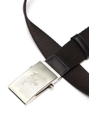 Detail View - Click To Enlarge - PRADA - Logo engraved buckle double strap belt