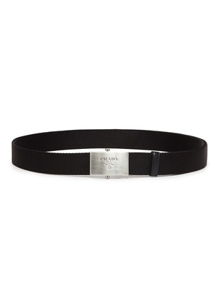Main View - Click To Enlarge - PRADA - Logo engraved buckle double strap belt