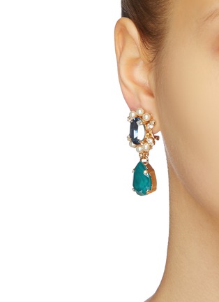Figure View - Click To Enlarge - ANTON HEUNIS - Clustered Swarovski crystal pearl drop earrings