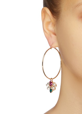 Figure View - Click To Enlarge - ANTON HEUNIS - Clustered Swarovski crystal drop hoop earrings