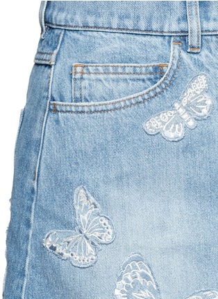 Detail View - Click To Enlarge - VALENTINO GARAVANI - 'Denimbutterfly' embroidered denim skirt