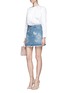 Figure View - Click To Enlarge - VALENTINO GARAVANI - 'Denimbutterfly' embroidered denim skirt