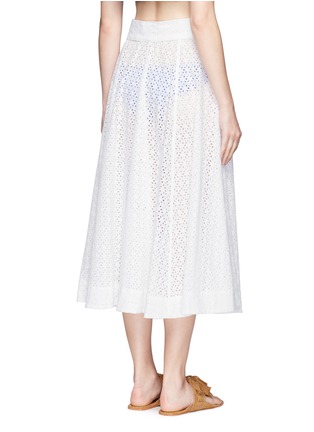 Back View - Click To Enlarge - LISA MARIE FERNANDEZ - Belted eyelet lace midi skirt