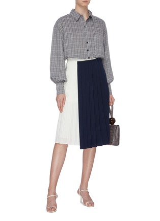 Figure View - Click To Enlarge - MIJEONG PARK - Colourblock pleated skirt