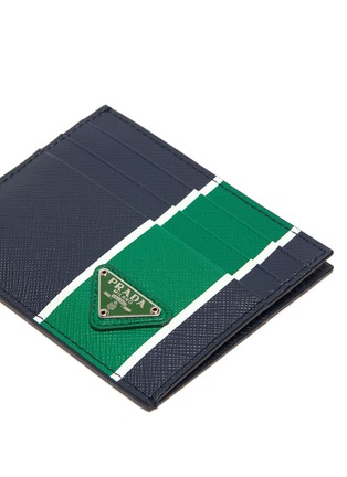 Detail View - Click To Enlarge - PRADA - Stripe saffiano leather card holder