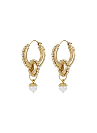 Main View - Click To Enlarge - ELLERY - Glass crystal interlocked hoop faux pearl drop earrings