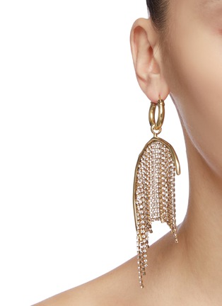 Figure View - Click To Enlarge - ELLERY - 'Lathan' glass crystal fringe curved bar drop earrings