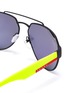 Detail View - Click To Enlarge - PRADA - Rubber temple mirror cutout metal aviator sunglasses