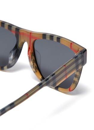 Detail View - Click To Enlarge - BURBERRY - Check print temple acetate square sunglasses