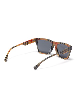 Figure View - Click To Enlarge - BURBERRY - Check print temple acetate square sunglasses