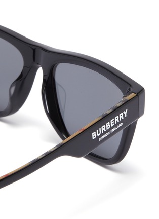 Detail View - Click To Enlarge - BURBERRY - Check temple acetate square sunglasses