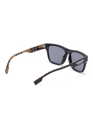 Figure View - Click To Enlarge - BURBERRY - Check temple acetate square sunglasses
