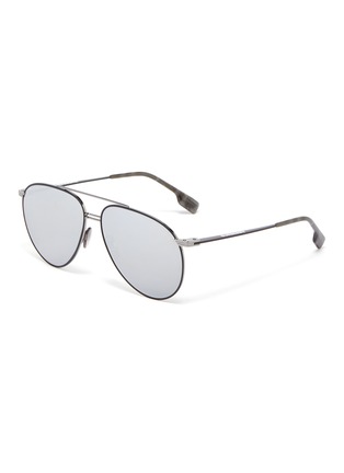 Main View - Click To Enlarge - BURBERRY - Mirror metal aviator sunglasses