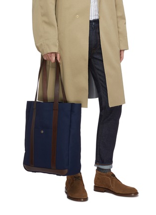 Figure View - Click To Enlarge - TRUNK - 'Open' leather trim canvas tote