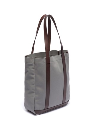 Detail View - Click To Enlarge - TRUNK - 'Open' leather trim canvas tote