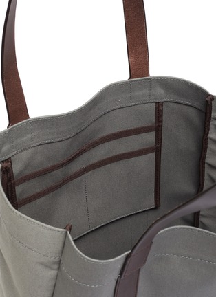 Detail View - Click To Enlarge - TRUNK - 'Open' leather trim canvas tote