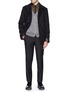 Figure View - Click To Enlarge - ALEXANDER MCQUEEN - Leather sleeve panel peacoat