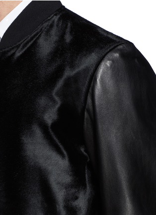 Detail View - Click To Enlarge - ALEXANDER MCQUEEN - Leather and calf hair bomber jacket