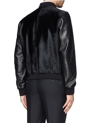 Back View - Click To Enlarge - ALEXANDER MCQUEEN - Leather and calf hair bomber jacket
