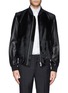 Main View - Click To Enlarge - ALEXANDER MCQUEEN - Leather and calf hair bomber jacket