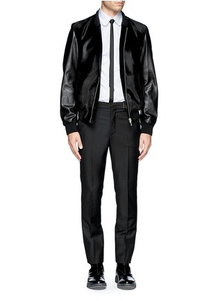 Figure View - Click To Enlarge - ALEXANDER MCQUEEN - Leather and calf hair bomber jacket