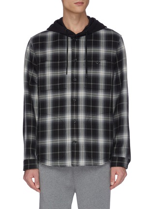 Main View - Click To Enlarge - VINCE - Check contrast hood plaid shirt