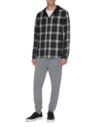 Figure View - Click To Enlarge - VINCE - Check contrast hood plaid shirt