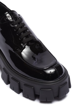 Detail View - Click To Enlarge - PRADA - Chunky outsole patent leather Derbies