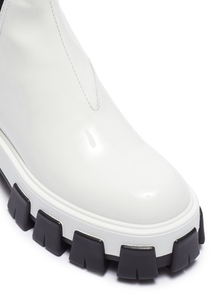Detail View - Click To Enlarge - PRADA - Chunky outsole patent leather Chelsea boots