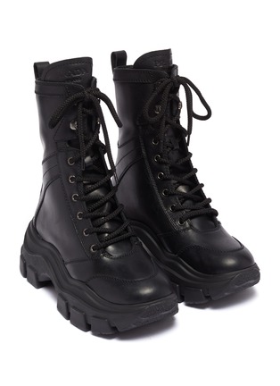 Detail View - Click To Enlarge - PRADA - Chunky outsole leather combat boots