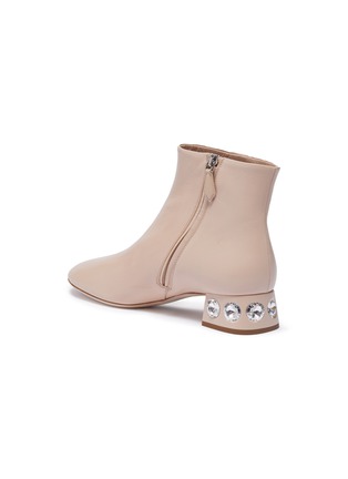  - MIU MIU - Crystal embellished heel leather ankle booties