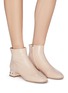 Figure View - Click To Enlarge - MIU MIU - Crystal embellished heel leather ankle booties