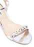 Detail View - Click To Enlarge - MIU MIU - Glass crystal strap mirror leather sandals