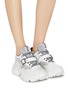 Figure View - Click To Enlarge - MIU MIU - Chunky outsole buckled patchwork sneakers