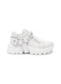 Main View - Click To Enlarge - MIU MIU - Glass crystal strap crackle leather chunky sneakers